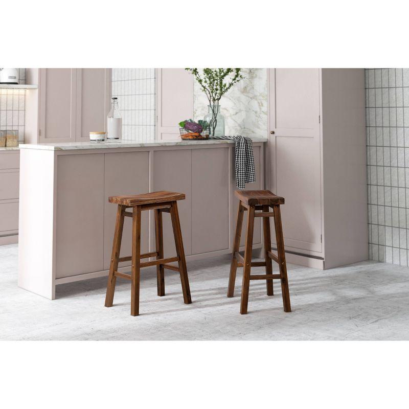 29" Sonoma Saddle Barstool Chestnut - Boraam: Solid Rubberwood, Wire-Brush Finish, Footrests