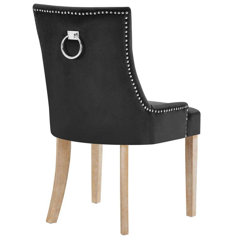 Modway Pose Tufted Performance Velvet Upholstered Dining Chair with Nailhead Trim in Black
