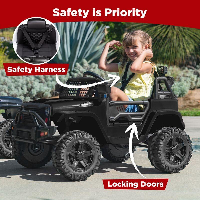 Best Choice Products 12V Kids Ride On Truck Car w/ Parent Remote Control, Spring Suspension, LED Lights - Black