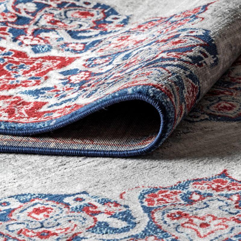 4'x6' Modern Persian Vintage Moroccan Medallion Area Rug, Navy/Red - JONATHAN Y