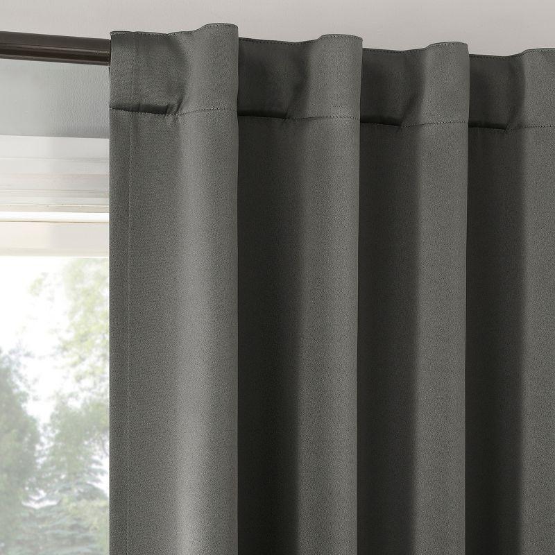 Aria Magnetic Closure Theater Grade 100% Blackout Back Tab Curtain Panel Pair (Set of 2)