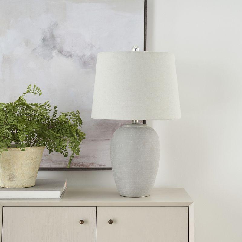 23" Grey Unglazed Ceramic Urn Table Lamp - Nourison