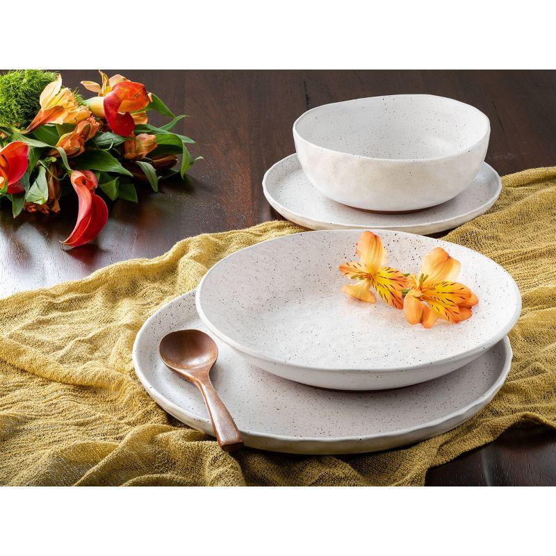 White Porcelain 16-Piece Rustic Dinnerware Set