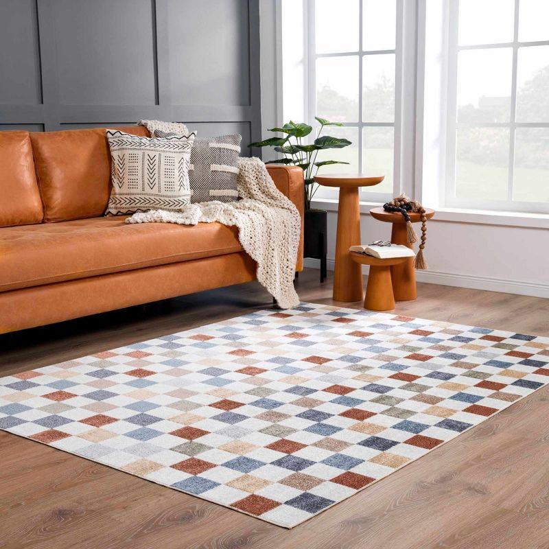 Hauteloom Alie Colorful Checkered Washable Rug