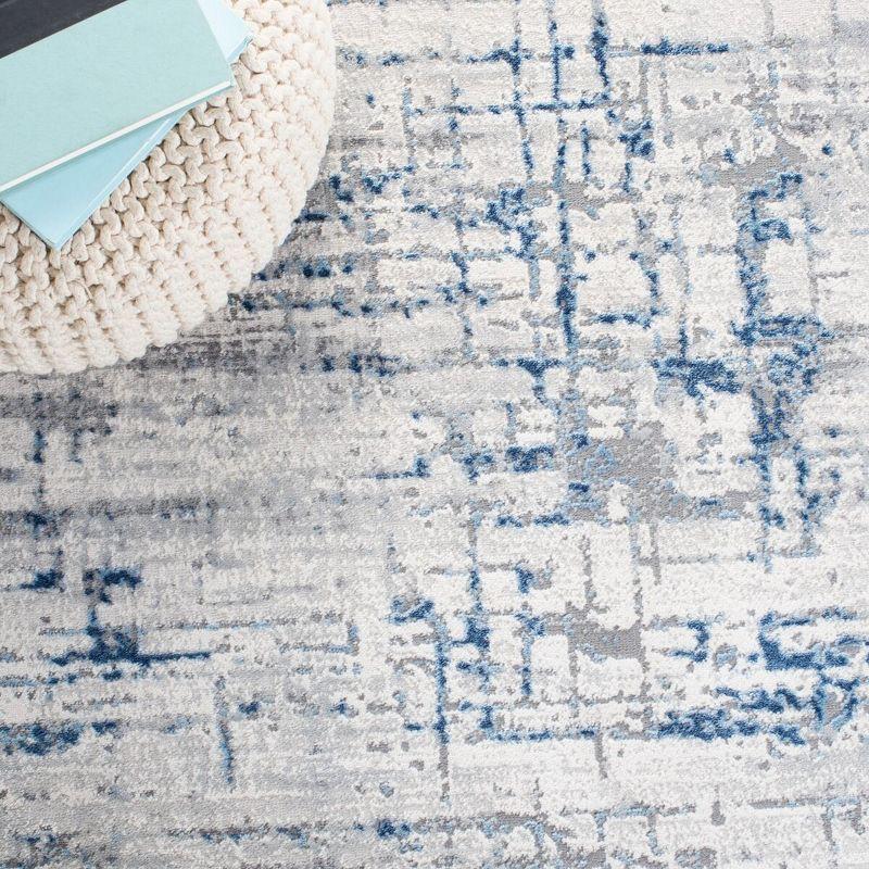 Amelia Ivory and Blue Abstract Square Area Rug