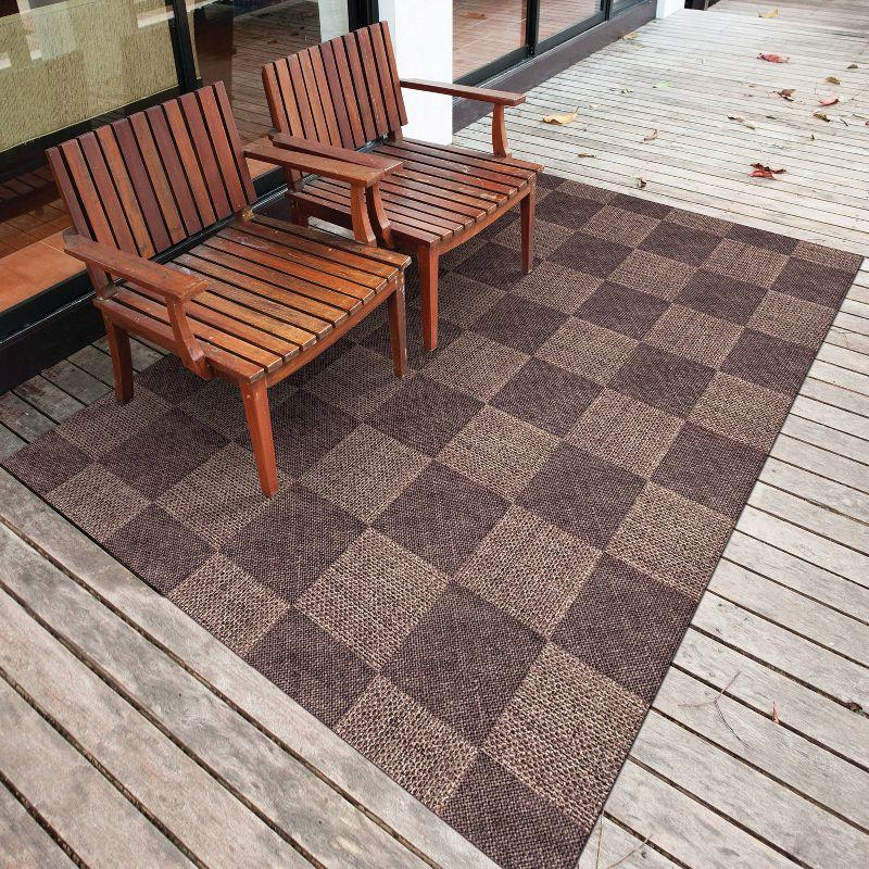 6' x 8' Sisal Outdoor Rug Brown/Black - Foss Floors: Fade & Water Resistant, Machine Made Area Rug