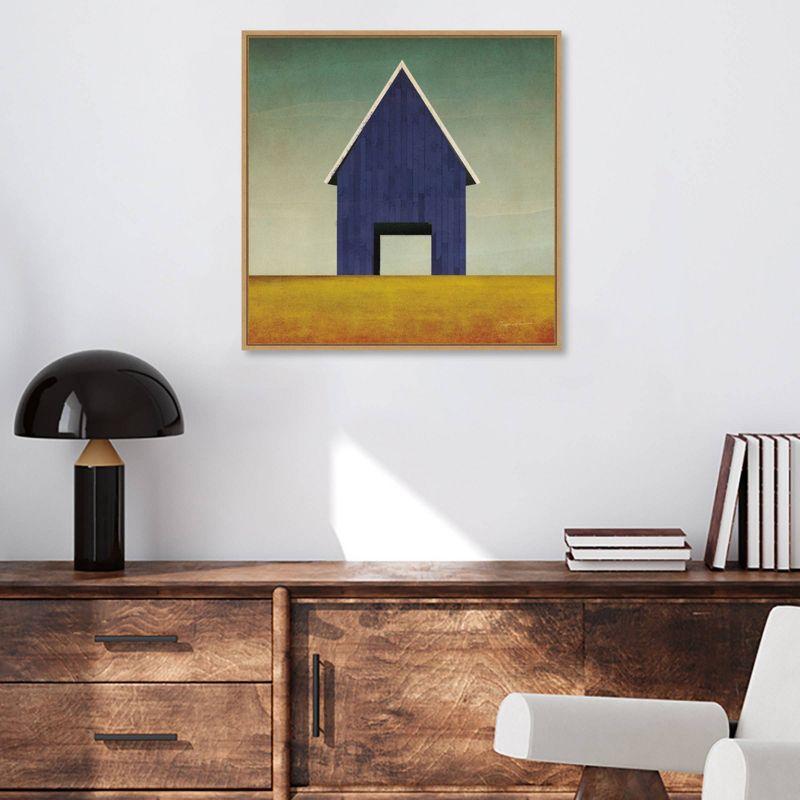 22" x 22" Navy Barn Summer by Ryan Fowler Framed Canvas Wall Art Print - Amanti Art: Modern Lithograph, Polystyrene Frame