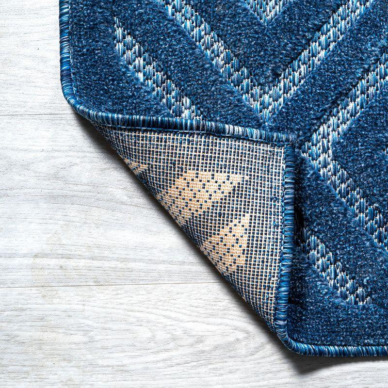 5' x 5' Portmany Neutral Diamond Trellis Indoor/Outdoor Area Rug, Navy - JONATHAN Y