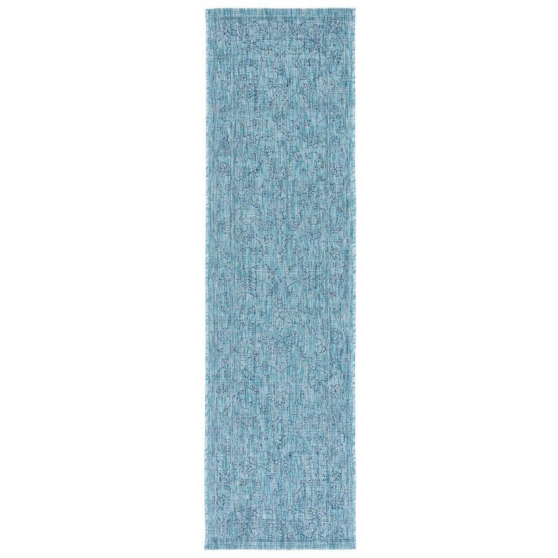 Aqua Navy Enhanced Polypropylene Indoor/Outdoor Runner Rug - 2'3" x 8'