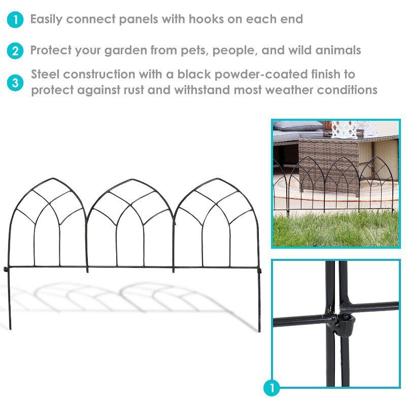 Sunnydaze Outdoor Lawn and Garden Metal Narbonne Style Decorative Border Fence Panel Set - 9' - Black - 5pk