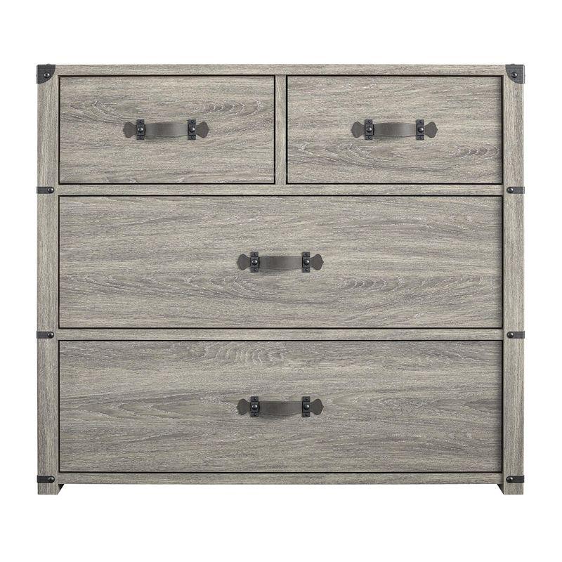 Gray Oak 4-Drawer Nursery Dresser with Leather Pulls