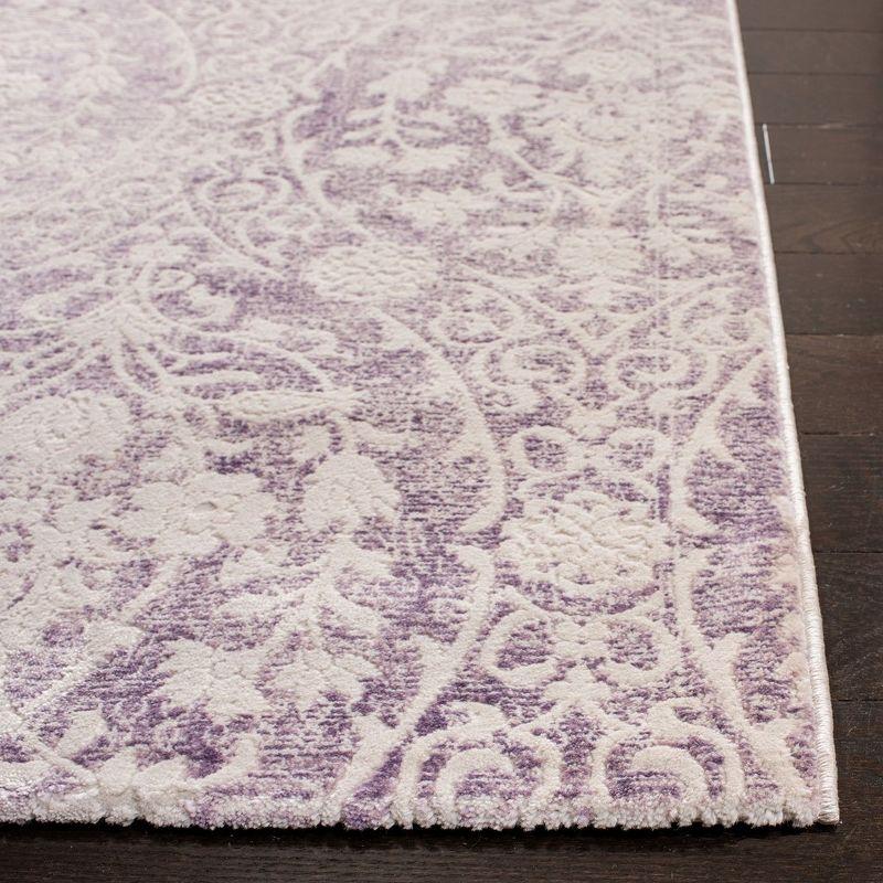 Lavender and Ivory Rectangular Synthetic Area Rug