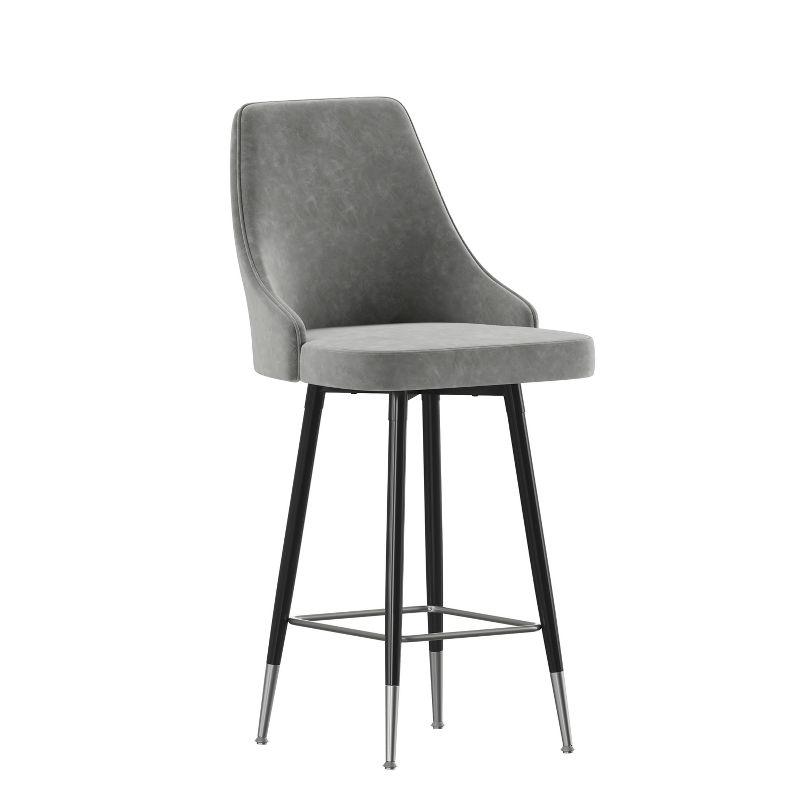 Flash Furniture Commercial Gray LeatherSoft Counter Height Stools with Chrome Accents - 2 Pack