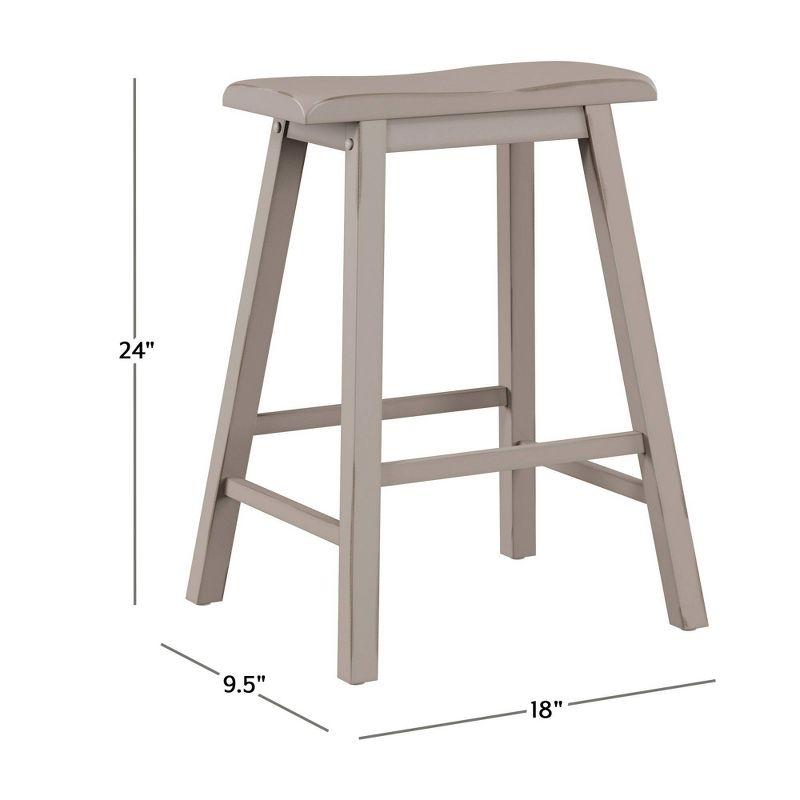 Distressed Gray Wood Backless Saddle Counter Stool