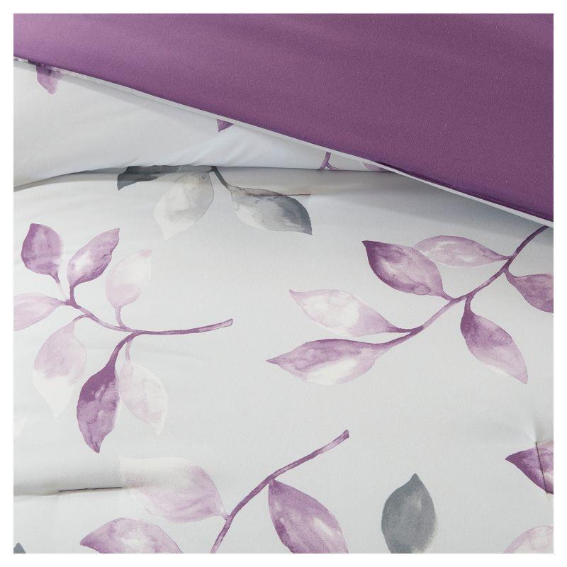 Lafael Purple/White Microfiber Reversible Traditional Comforter Set with Cotton Bed Sheets