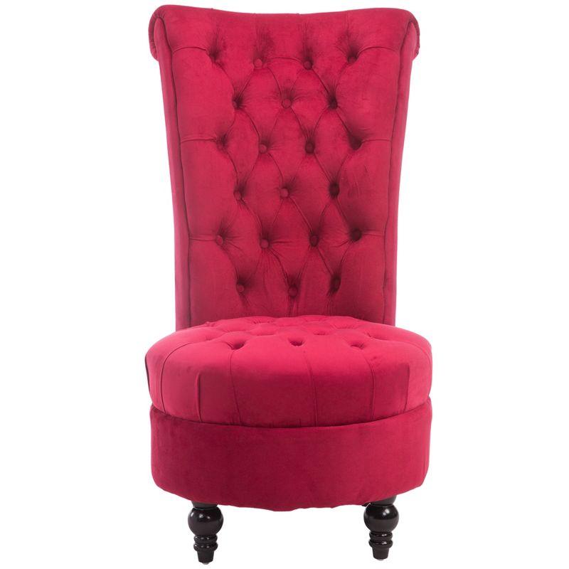 Crimson Red Velvet High Back Tufted Side Chair