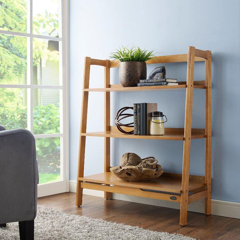 Landon Light Brown Wood Ladder Bookcase