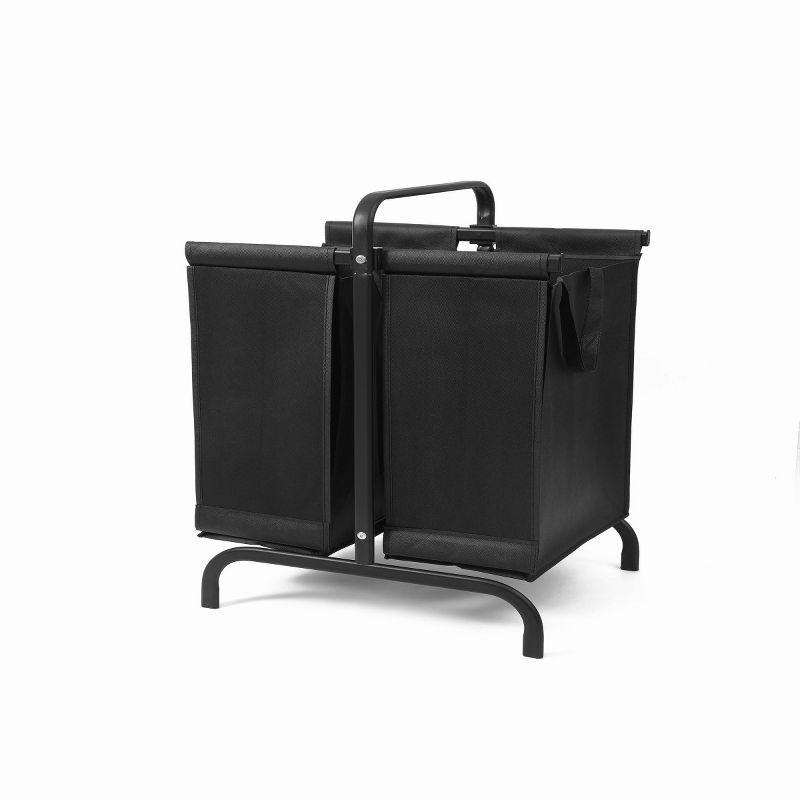 2-Tier Laundry Hamper, 110L Large Oxford Laundry Sorters, Laundry Hamper With Lid, Laundry Hampers On Wheels Black-Cuddlewood