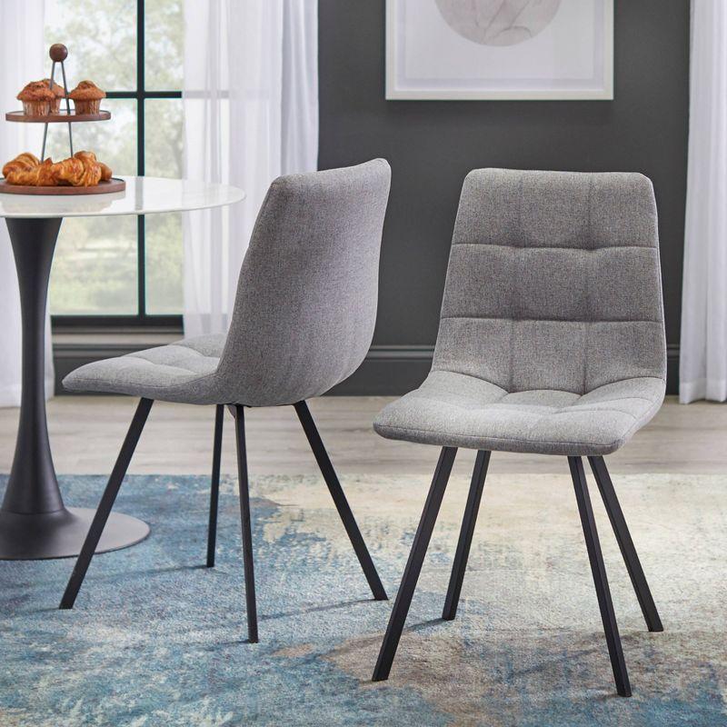 36" 5Pc Rho Round Dining Set Gray - Buylateral: Marble Look, Black Metal Base, 4 Upholstered Chairs