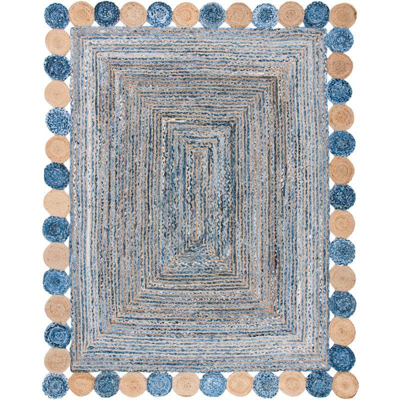 Coastal Breeze Handwoven Blue and Beige Stripe Cotton Rug 8' x 10'