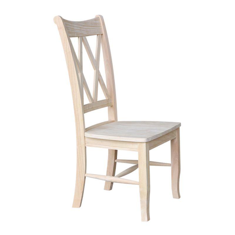Set Of 2 Double X Back Chair Unfinished - International Concepts: Solid Wood, Armless, Unupholstered
