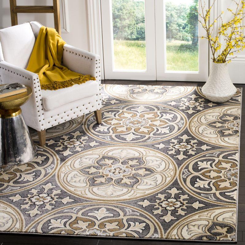 Lyndhurst LNH341 Power Loomed Area Rug - Light Grey/Beige - 8'x11' - Safavieh