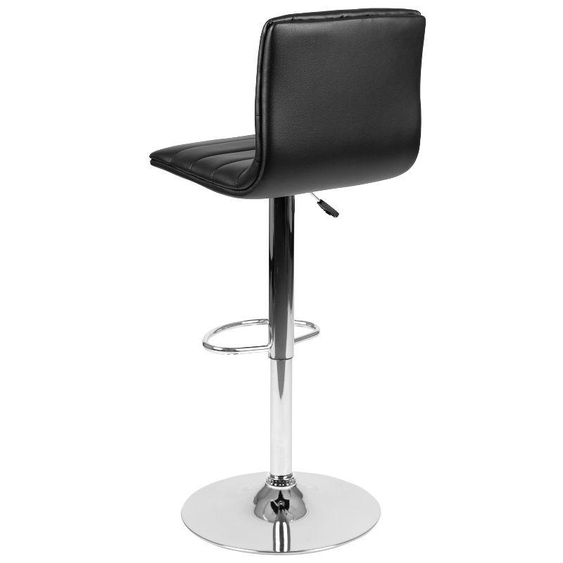 Flash Furniture Modern Black Vinyl Adjustable Bar Stool with Back, Counter Height Swivel Stool with Chrome Pedestal Base
