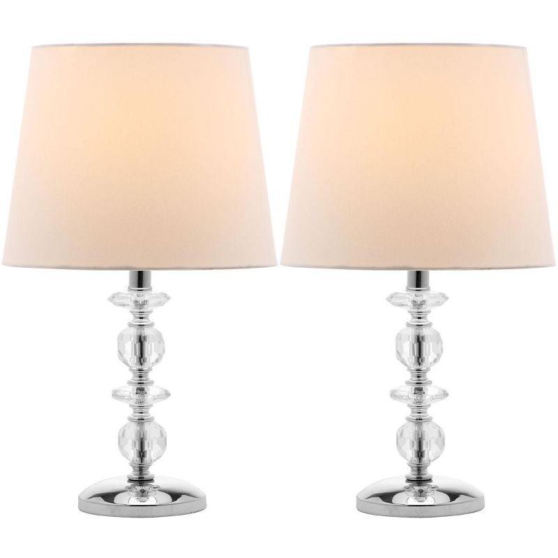 Elegant Derry Crystal Orb Table Lamp Set, Transparent with White Shade