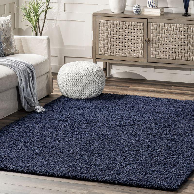 Nuloom Marleen Solid 2x3 Accent Shag Indoor Area Rug for Living Room Bedroom Dining Room Nursery Entryway, Navy