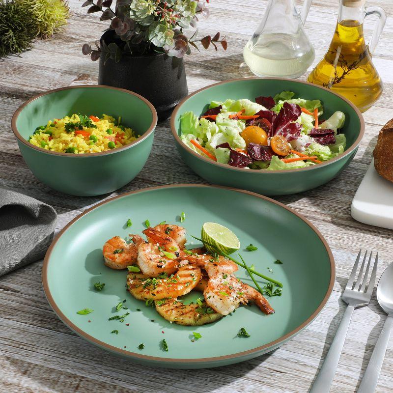 Gibson Home Rockabye 12 Piece Double Bowl Melamine Dinnerware Set