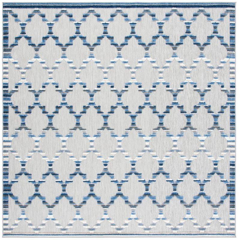 Cabana Breeze Easy-Care Blue Geometric Indoor/Outdoor Rug - 6'7" Square