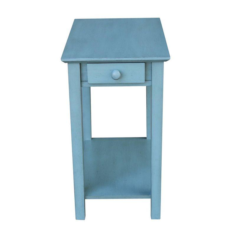 Ocean Blue Traditional Elegant Solid Parawood End Table with Storage