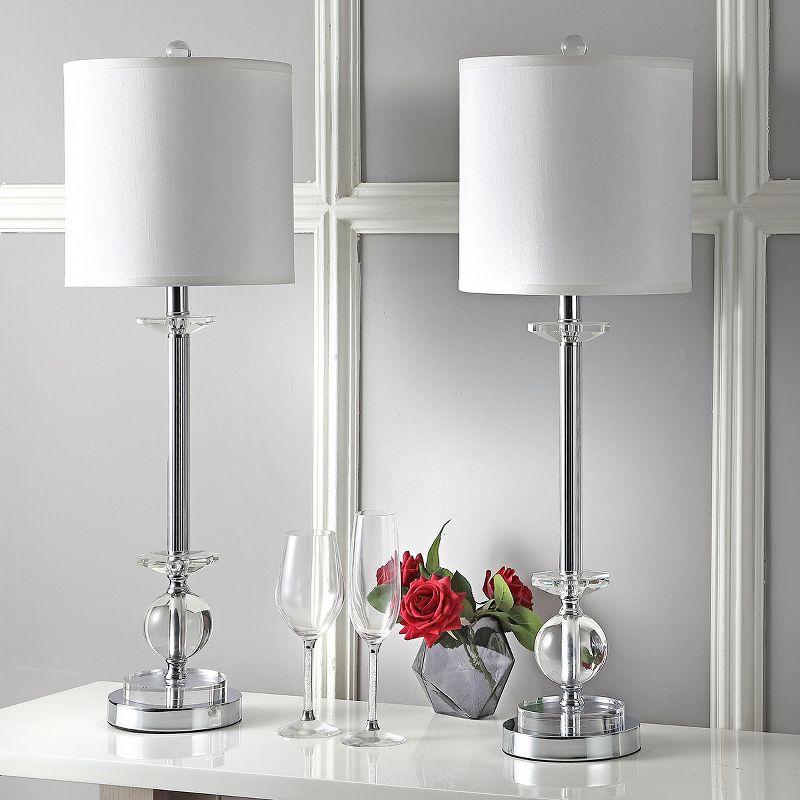 Elegant 31" Crystal Candlestick Table Lamp Set with White Shades