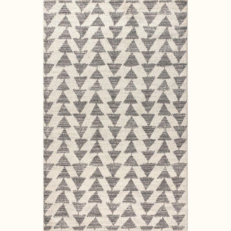3'x5' Aisha Moroccan Triangle Geometric  Area Rug, Cream/Gray - JONATHAN Y