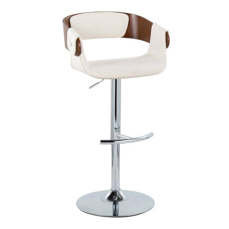 Set of 2 Elisa Adjustable Barstools Chrome/Walnut/Cream - LumiSource: Swivel, Footrest, Mid-Century Design