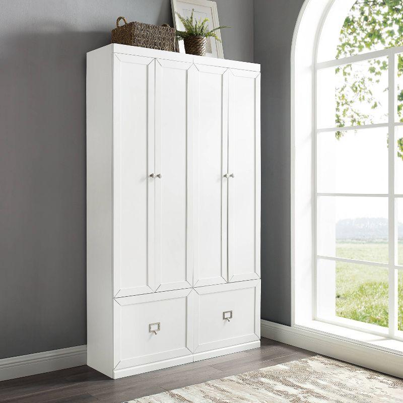 2pc Harper Entryway Pantry Closets White - Crosley: Modular Storage, Adjustable Shelves, MDF Wood