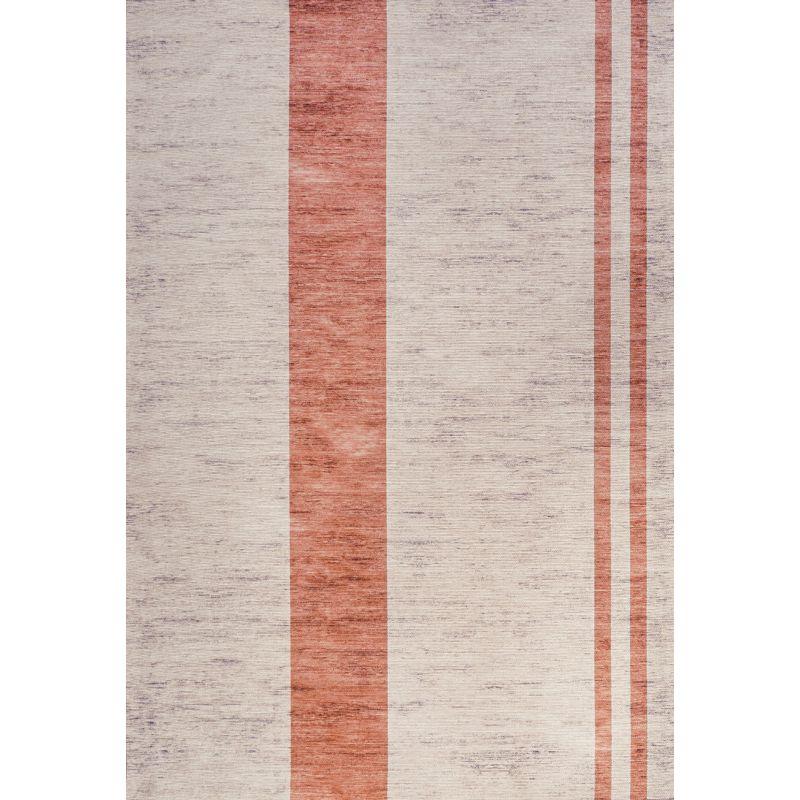 Ivory Stripe Easy-Care Synthetic 4' x 6' Area Rug