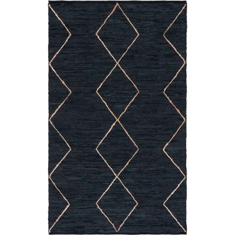 Vintage Leather VTL801 Hand Woven Area Rug - Black/Natural - 8'x10' - Safavieh.