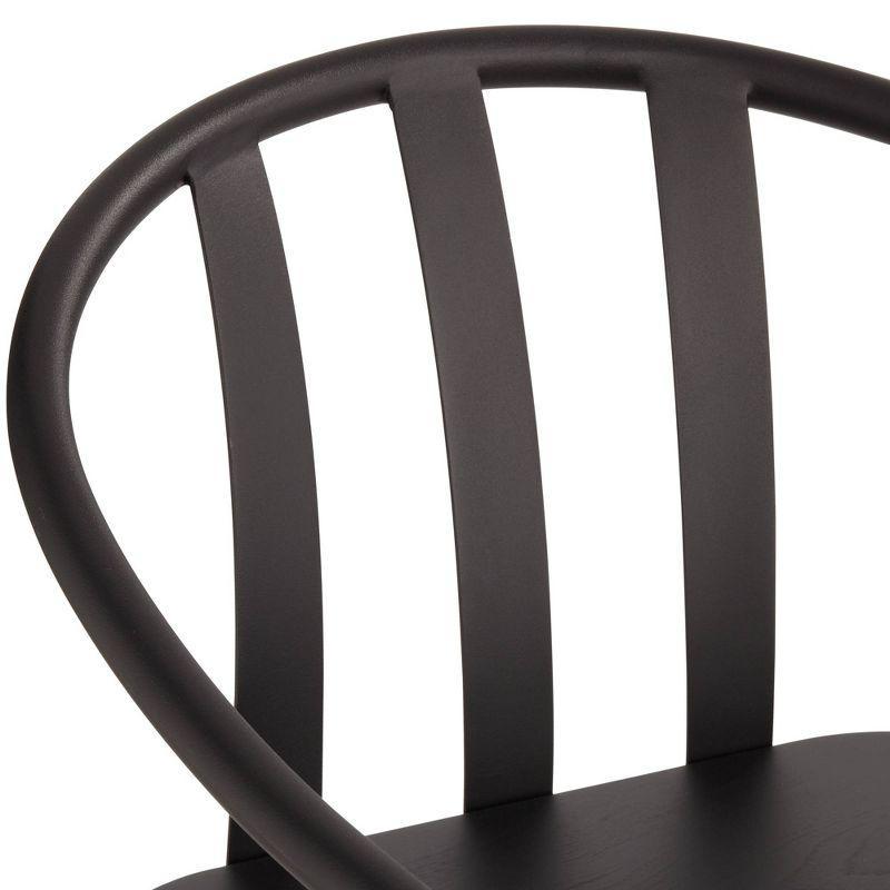 Elm Lane Lael Black Swivel Bar Stool 25 3/8" High Modern Industrial Wood Seat Curved Arm with Backrest Footrest for Kitchen Counter Height Island Home