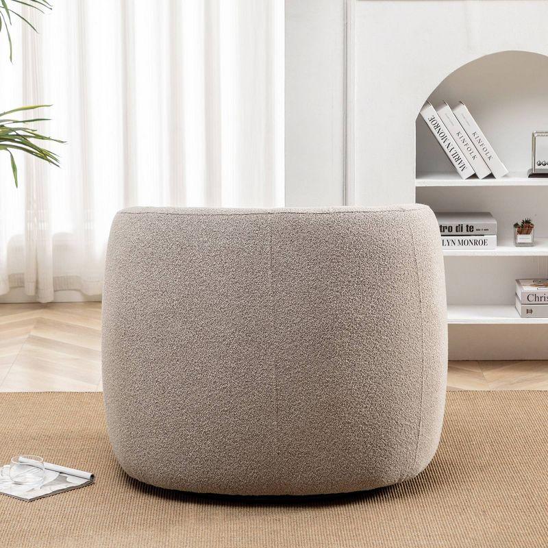 Taupe Boucle Upholstered Swivel Barrel Accent Chair