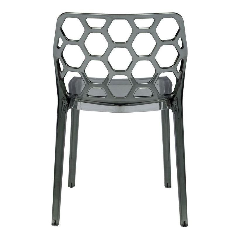 LeisureMod Dynamic Modern Plastic Dining Chair Set of 2 (Transparent Black)