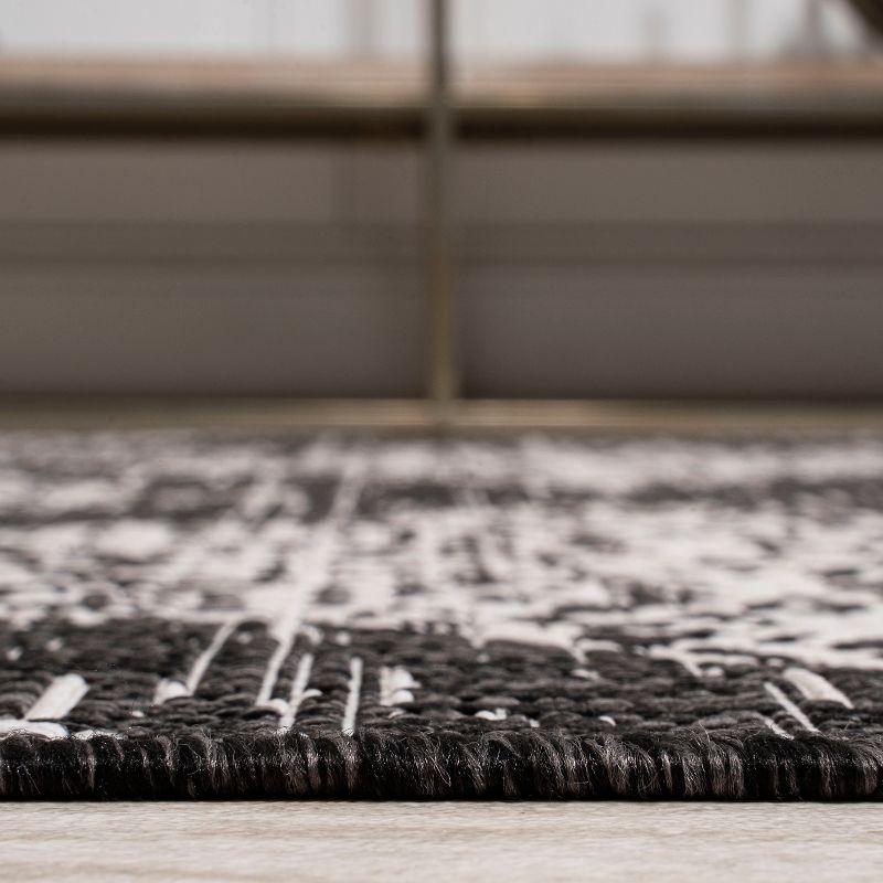 2'x10' Tuscany Ornate Medallions Indoor/Outdoor Runner Rug, Black/Ivory - JONATHAN Y