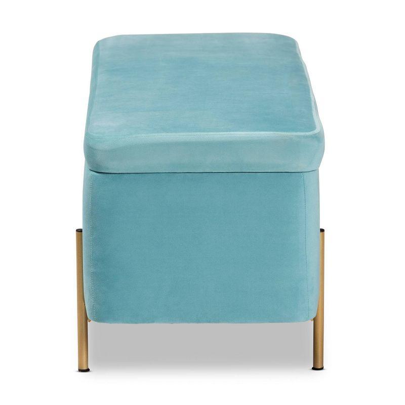 Rockwell Velvet Metal Storage Bench Navy Blue/Gold - Baxton Studio: Upholstered Lift-Top for Bedroom