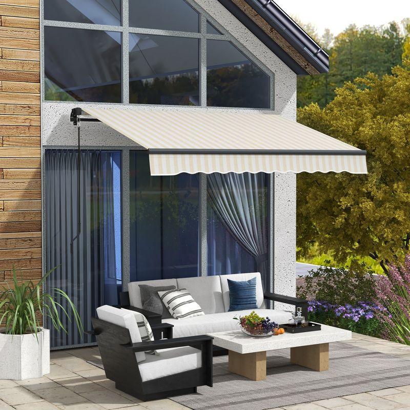 Outsunny 98.5'' W x 78.75'' D Polyester Cover Retractable Patio Awning