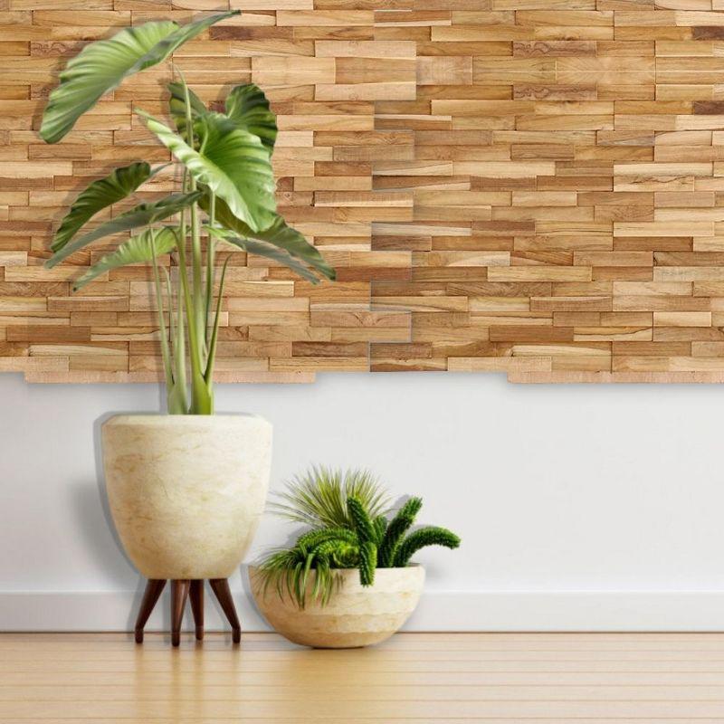 Nordic Teak (13 sq ft) Natural 3D Wall Panels - Beige