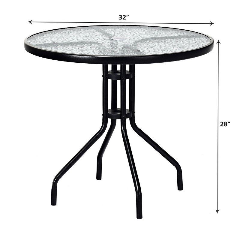 Costway 32''Outdoor Patio Round Table Tempered Glass Top