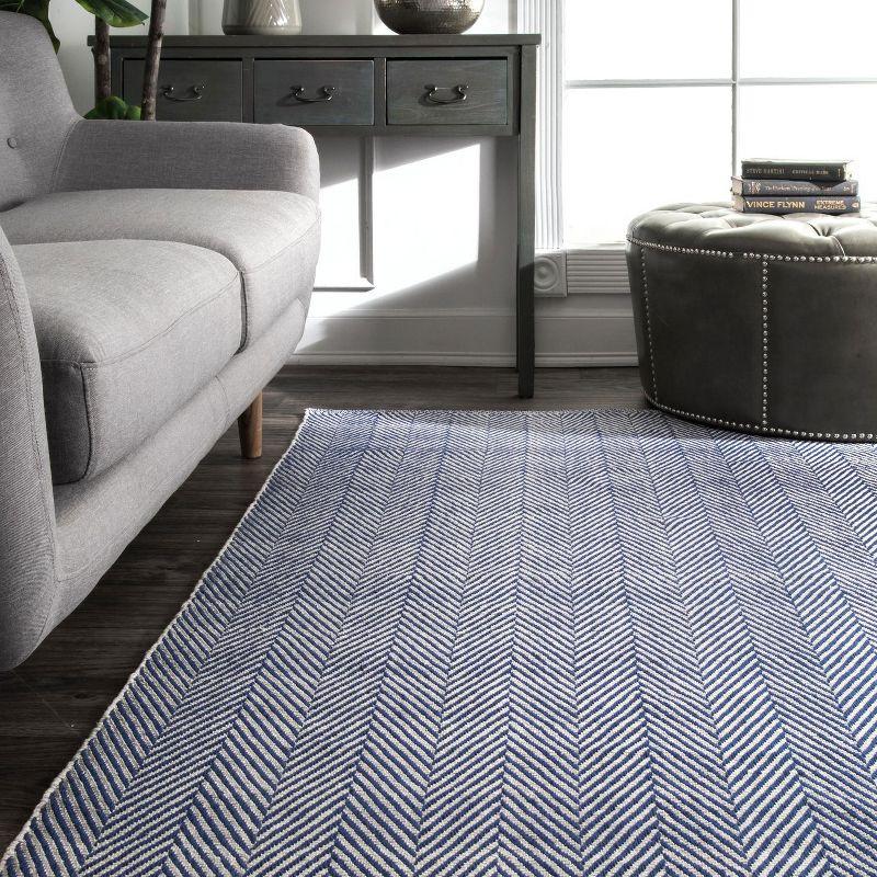 Cotton Hand Loomed Herringbone Cotton Rug - nuLOOM