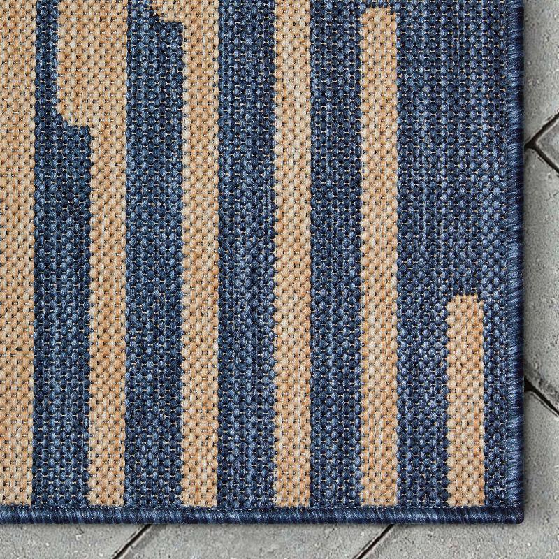 Marshanna Alder Modern Stripes Indoor/Outdoor Blue Flat-Weave Rug