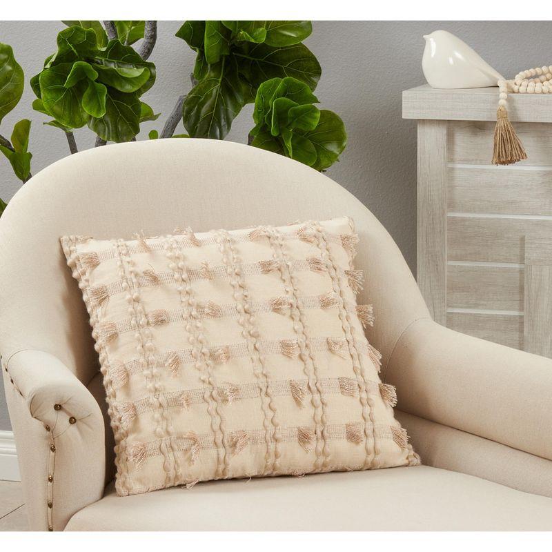 Fringed Cotton Pillow Cover