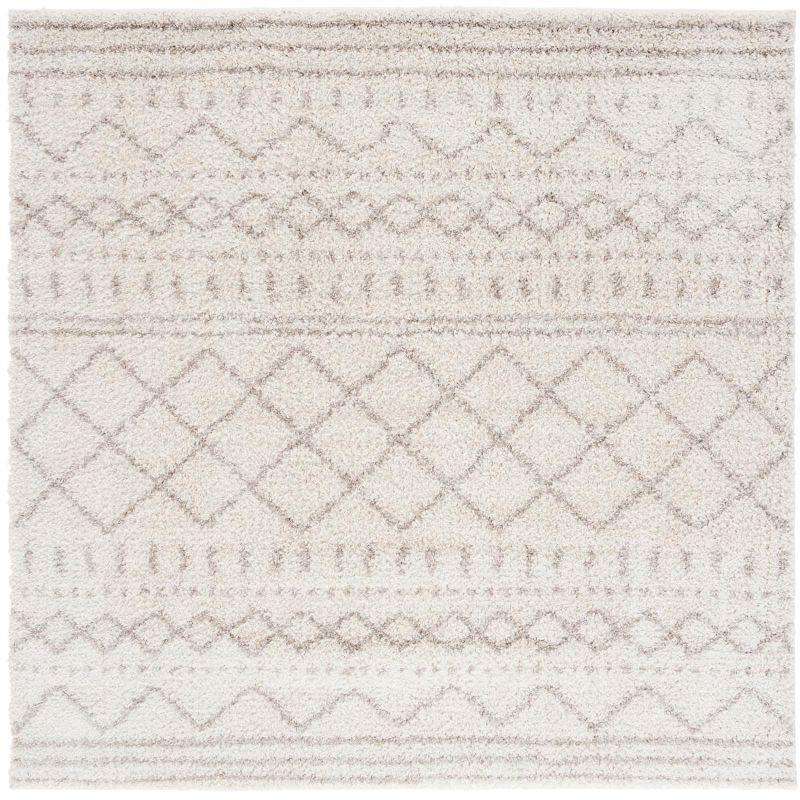 Arizona Shag ASG741 Power Loomed Indoor Area Rug - Ivory/Beige - 5'1"x5'1" - Safavieh